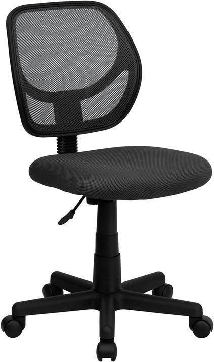 Low Back Gray Mesh Swivel Task Office Chair with Curved Square Back