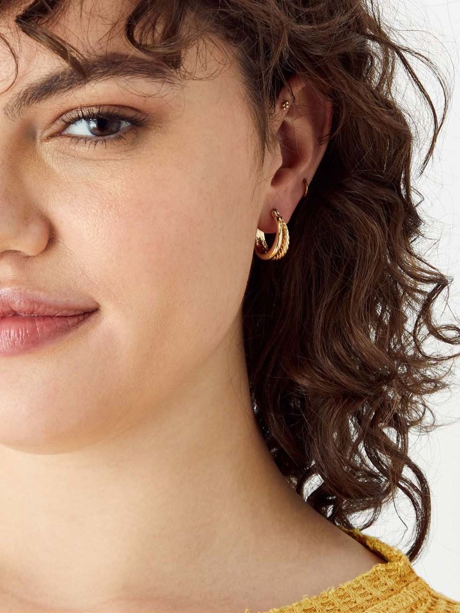Accessorize London Split Twist Golden Hoop Earrings
