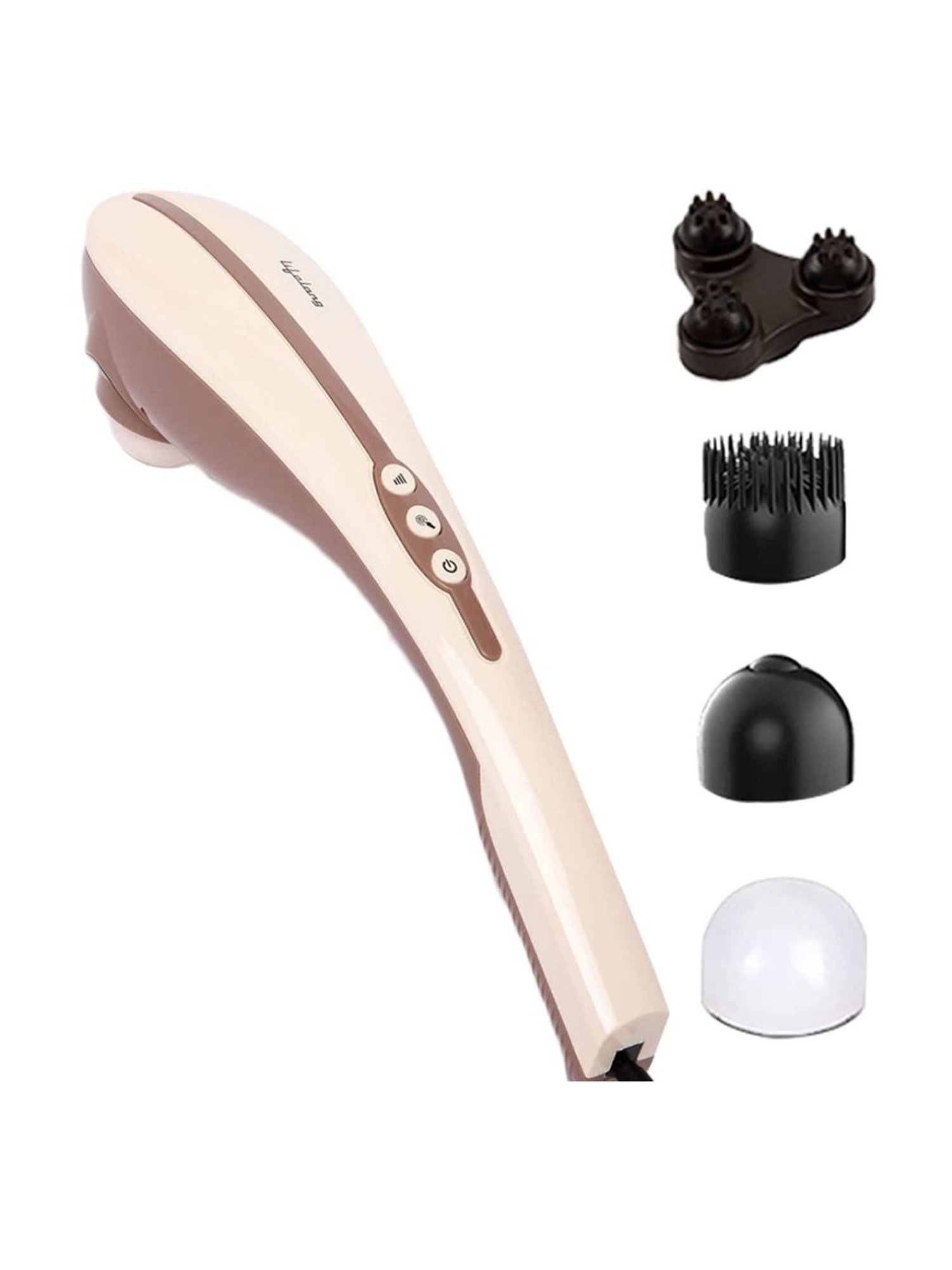 Lifelong LL45 Rechargeable Cordless Body Massager with 3 Attachments (Brown)