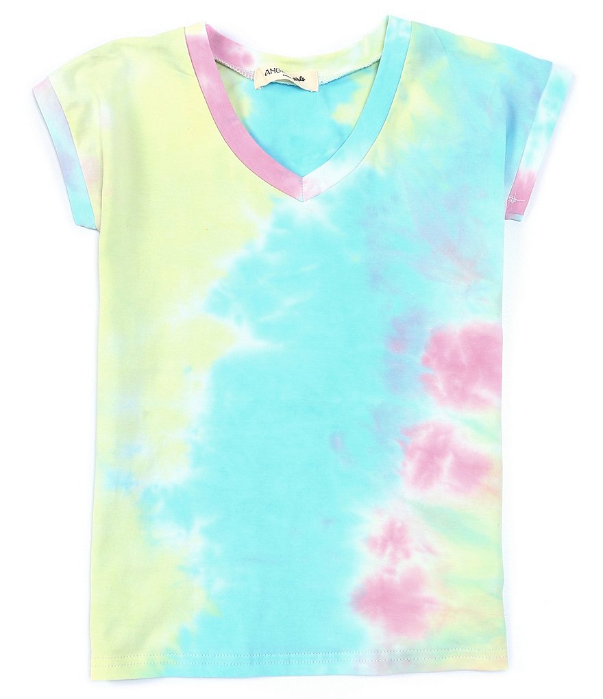 Angie Big Girls 7-16 Short-Sleeve Tie Dye V-Neck Tee