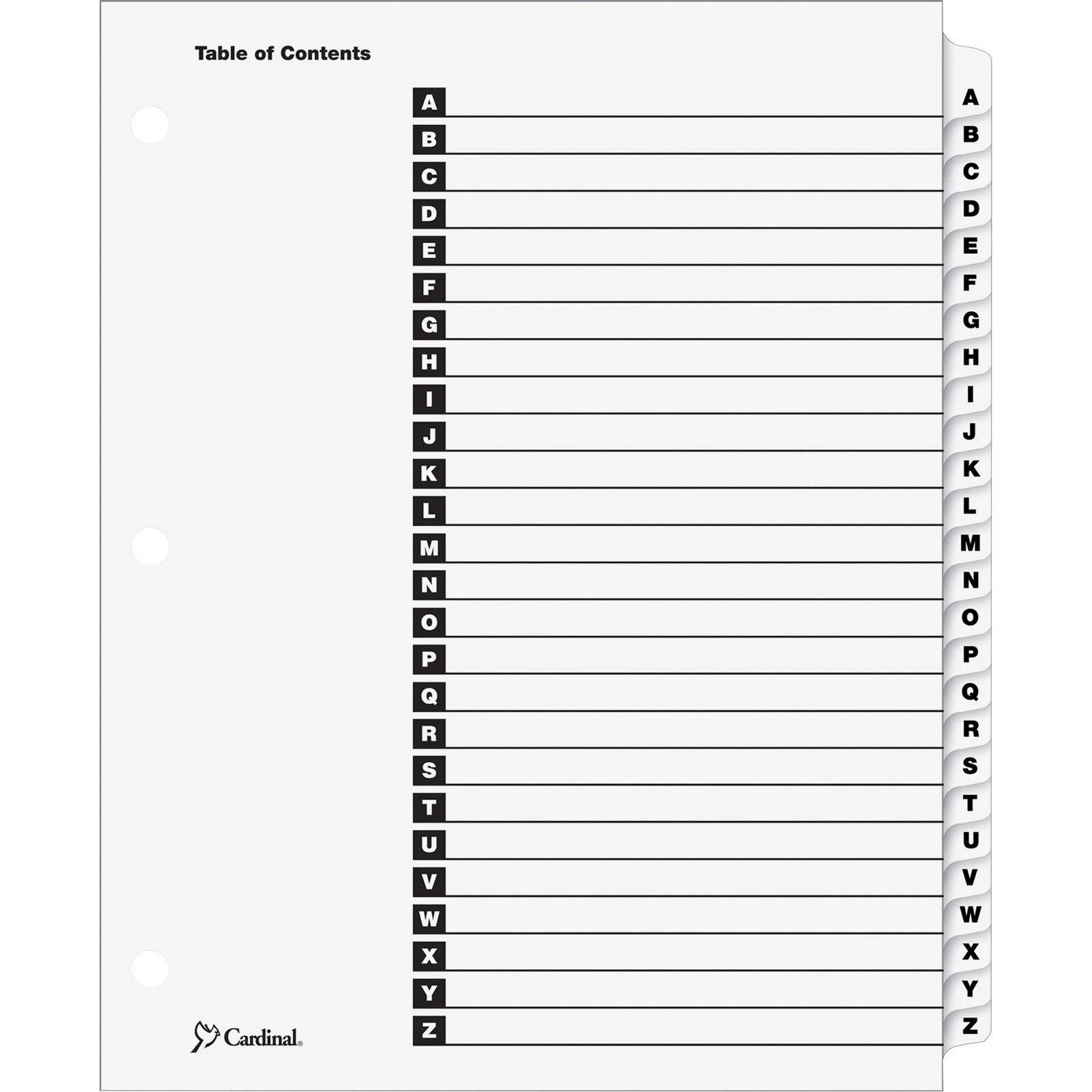 Cardinal Onestep Printable Table Of Contents Dividers - 26 X Divider - Printeda