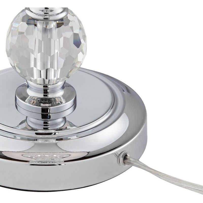 Vienna Full Spectrum Modern Table Lamp Crystal Flower Gray Fabric Drum Shade Living Room Bedroom Bedside Nightstand Office Family