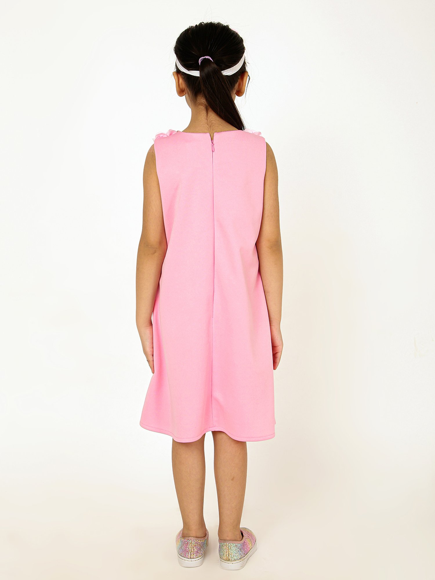 A Little Fable Girls Pink Applique Dress