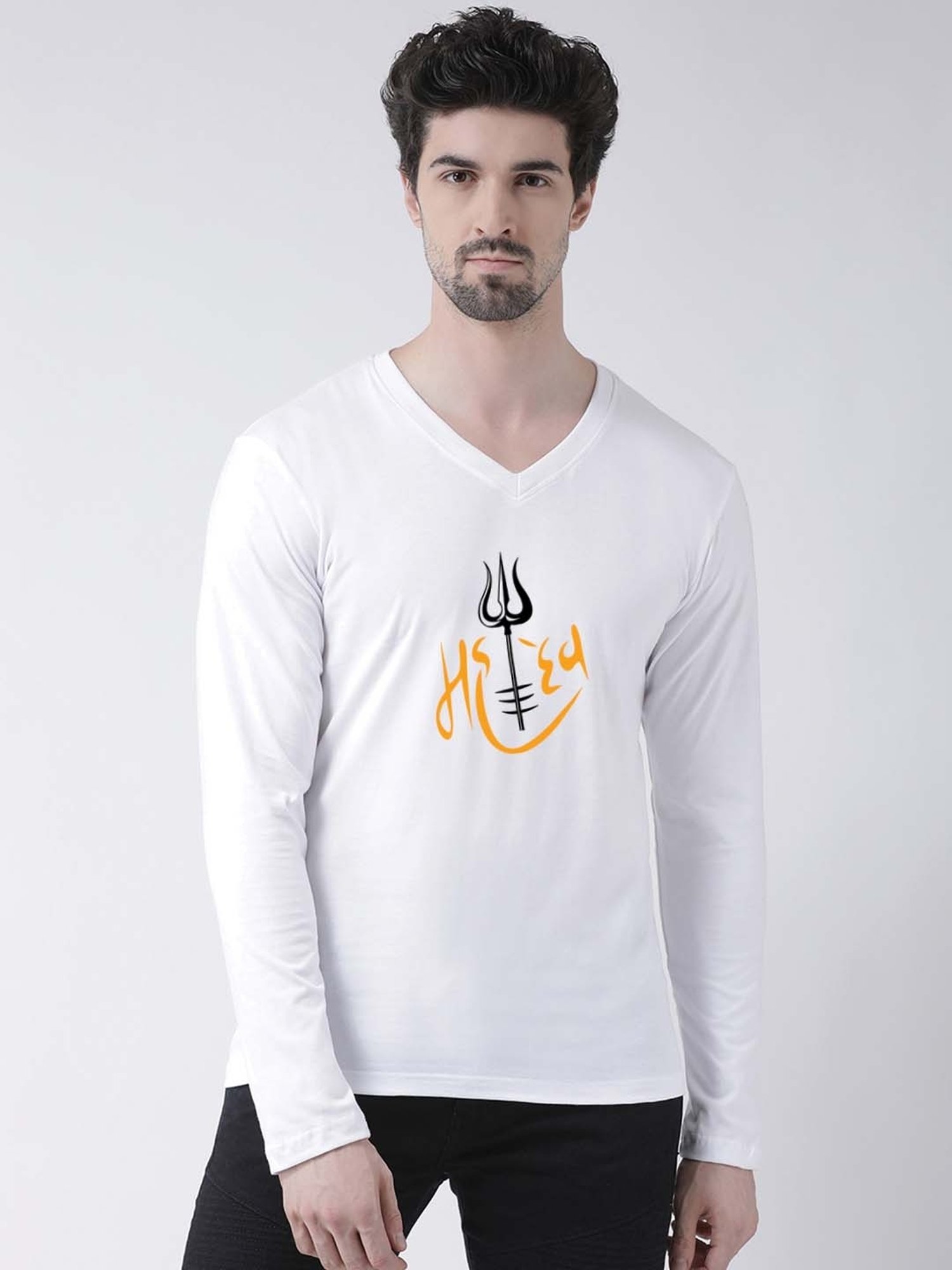 Friskers White Cotton Slim Fit Printed T-Shirt
