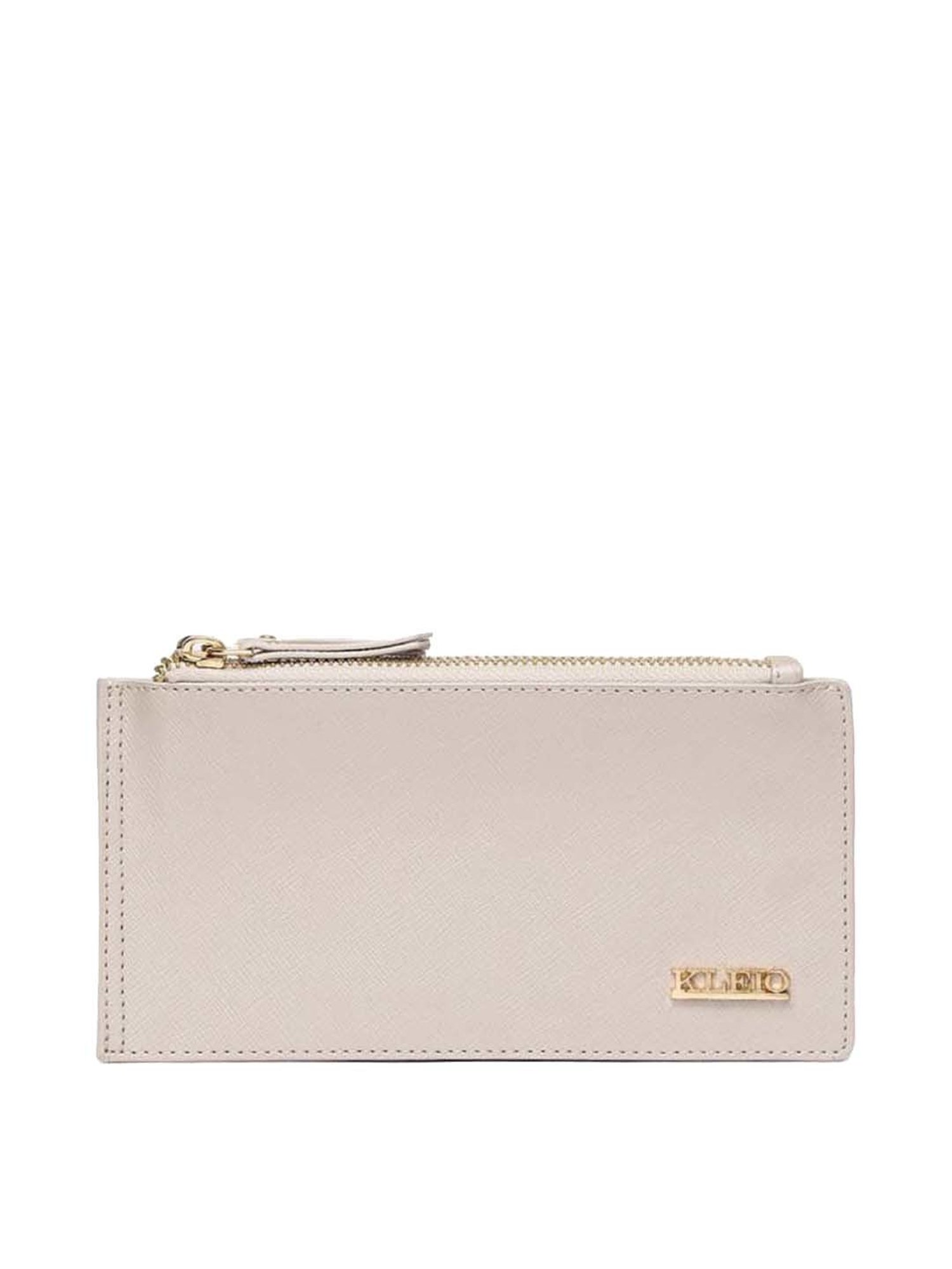 KLEIO Cream Solid Bi-Fold Wallet for Women