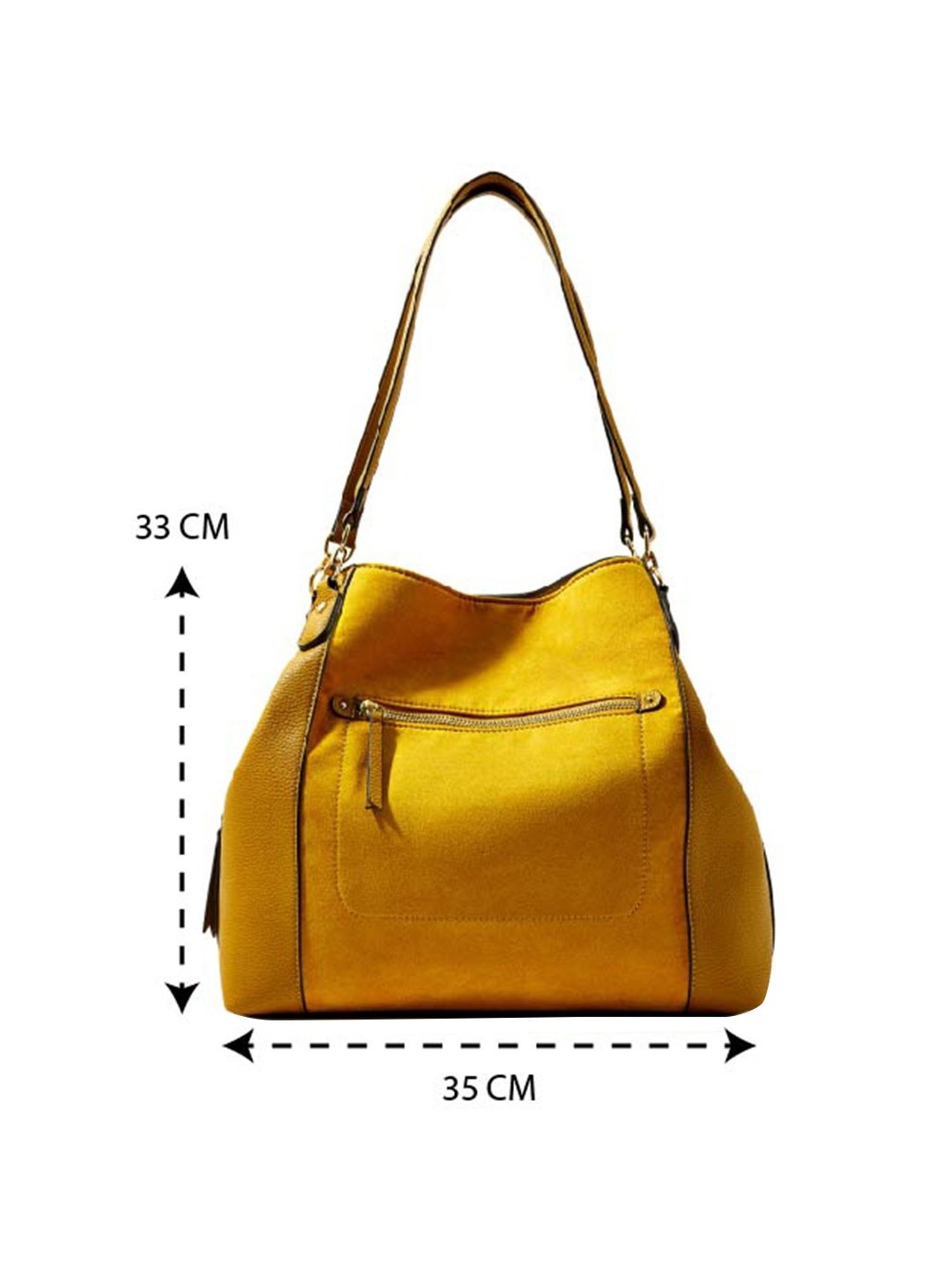 Accessorize London Yellow Solid Medium Hobo Handbag