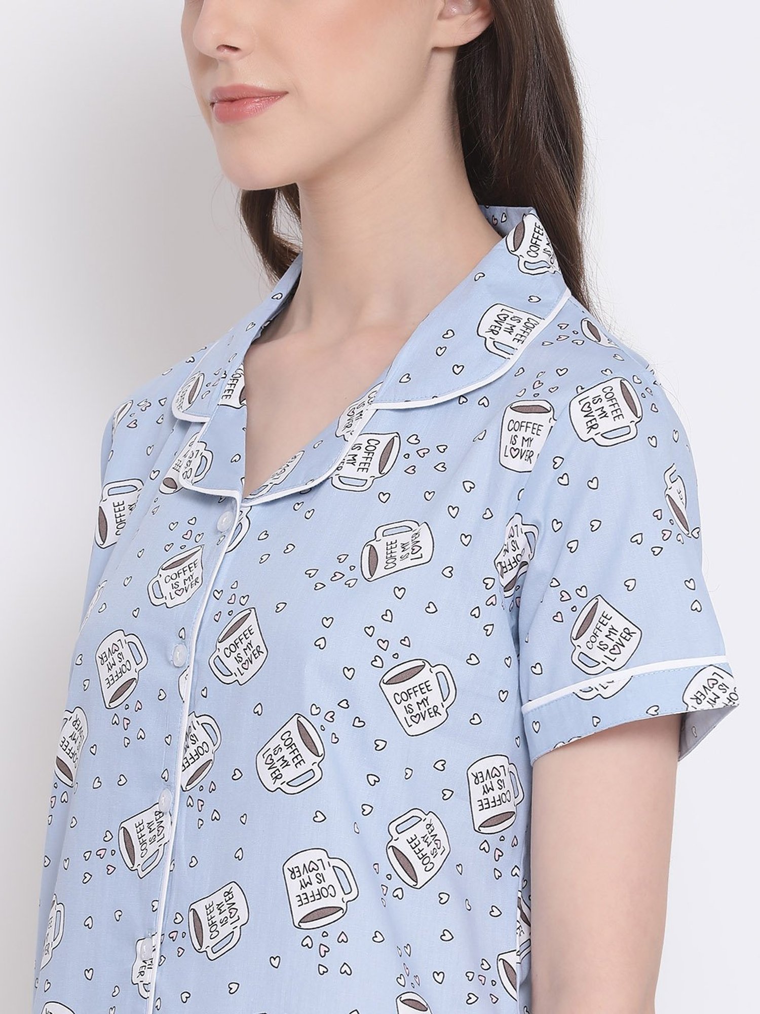 Kanvin Blue Printed Shirt With Shorts
