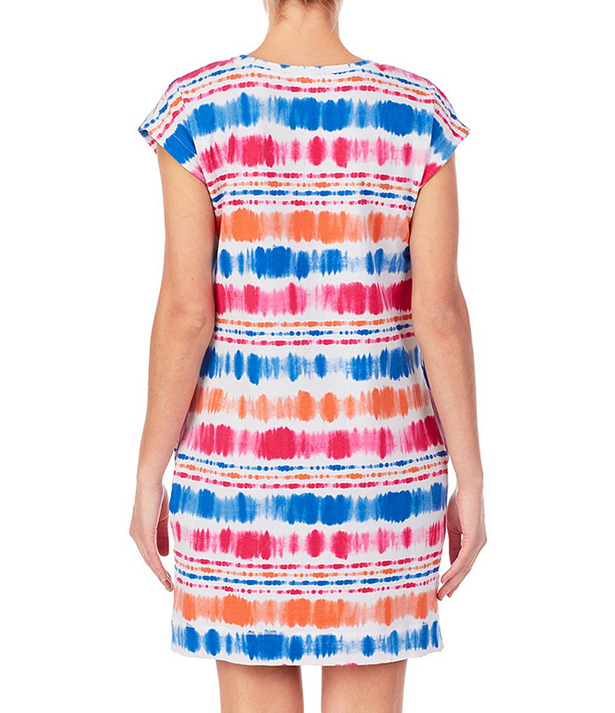 Lauren Ralph Lauren Multi Striped Print French Terry Sleep Tee Dress