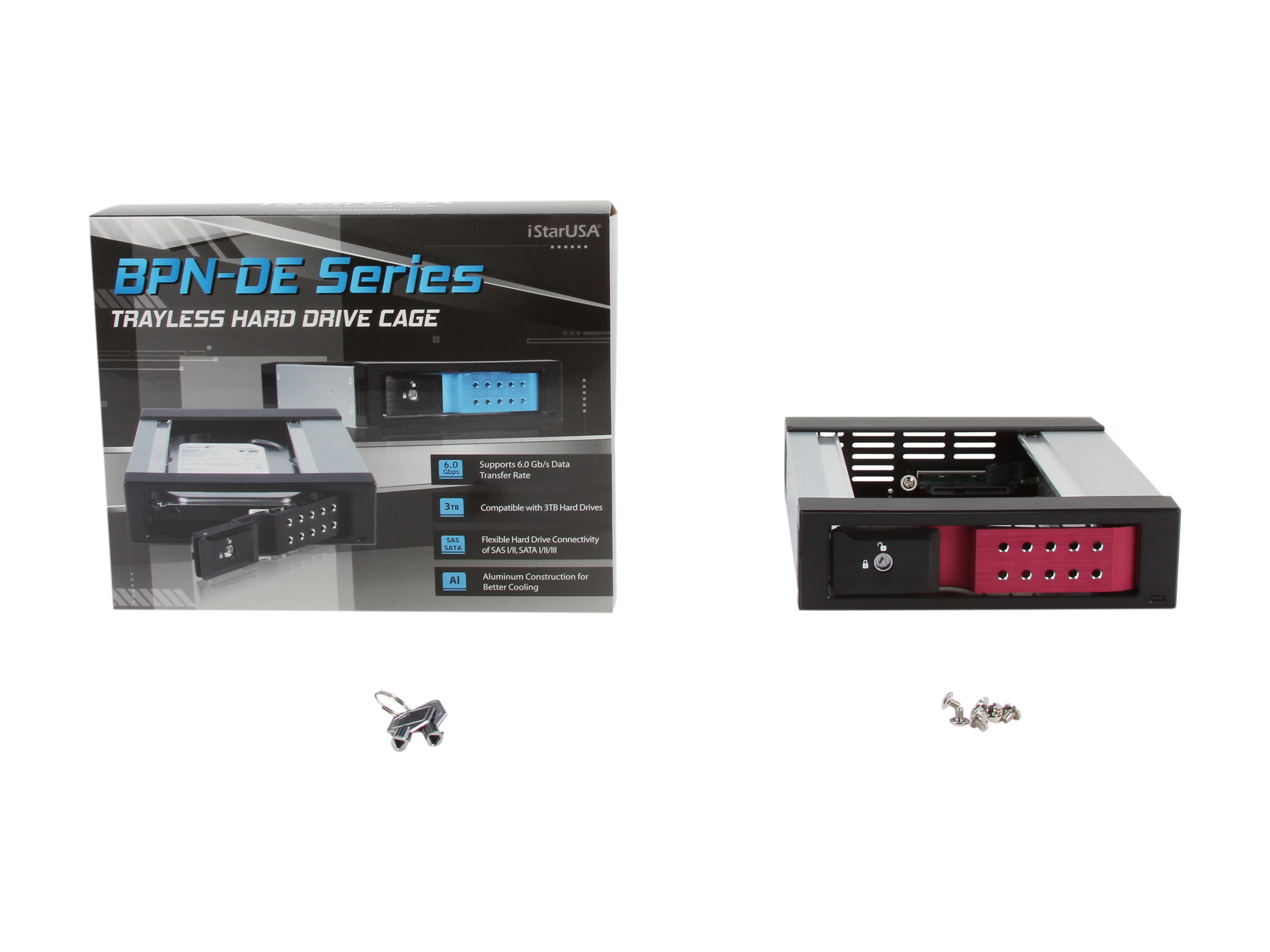 iStarUSA BPN-DE110SS-SILVER Trayless 5.25" to 3.5" SATA SAS 6 Gbps HDD Hot-swap Rack