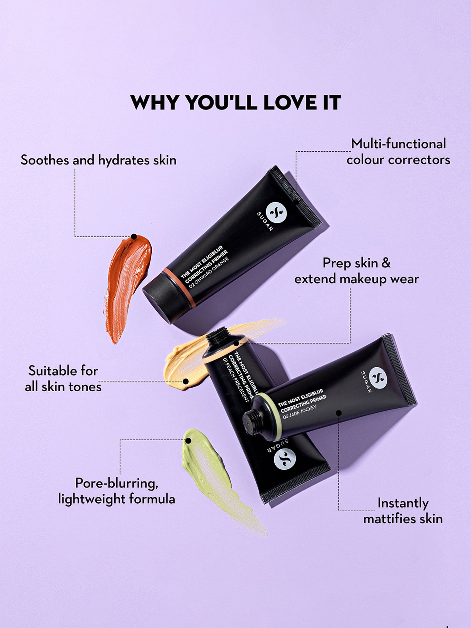SUGAR Cosmetics The Most Eligiblur Correcting Primer 01 Peach Precedent - 30 gm
