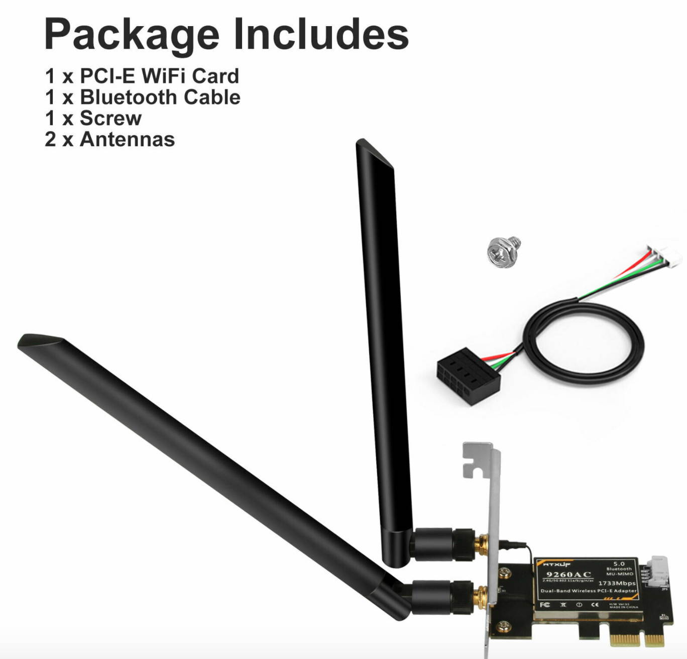 2030Mbps 5Ghz Dual Band WiFi PCIE Card PCI-E X1 Wireless Bluetooth 5.0 Adapter