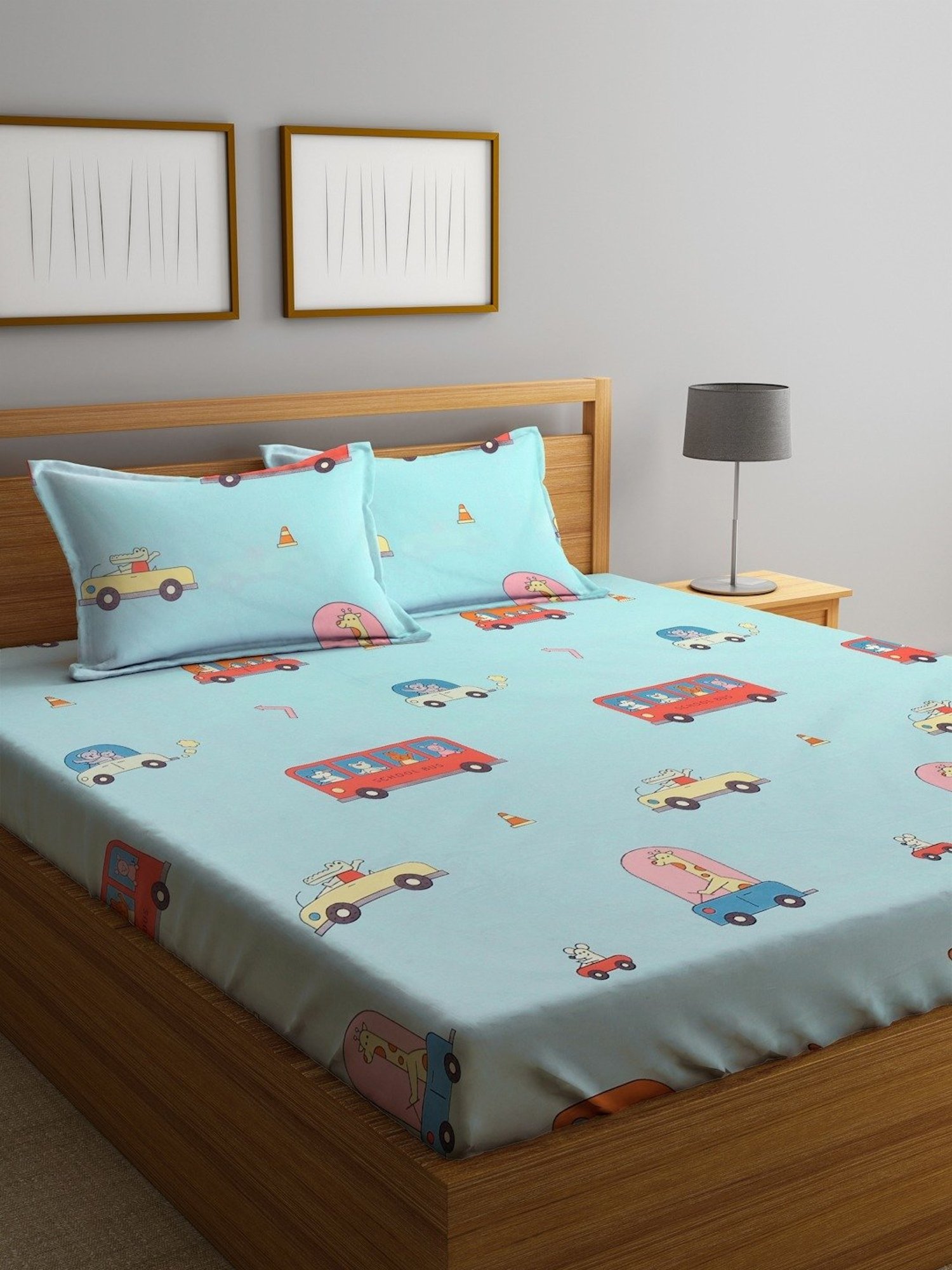 Klotthe Character based Multicolor 210 TC Cotton King Bedsheet with 2 Pillow Covers