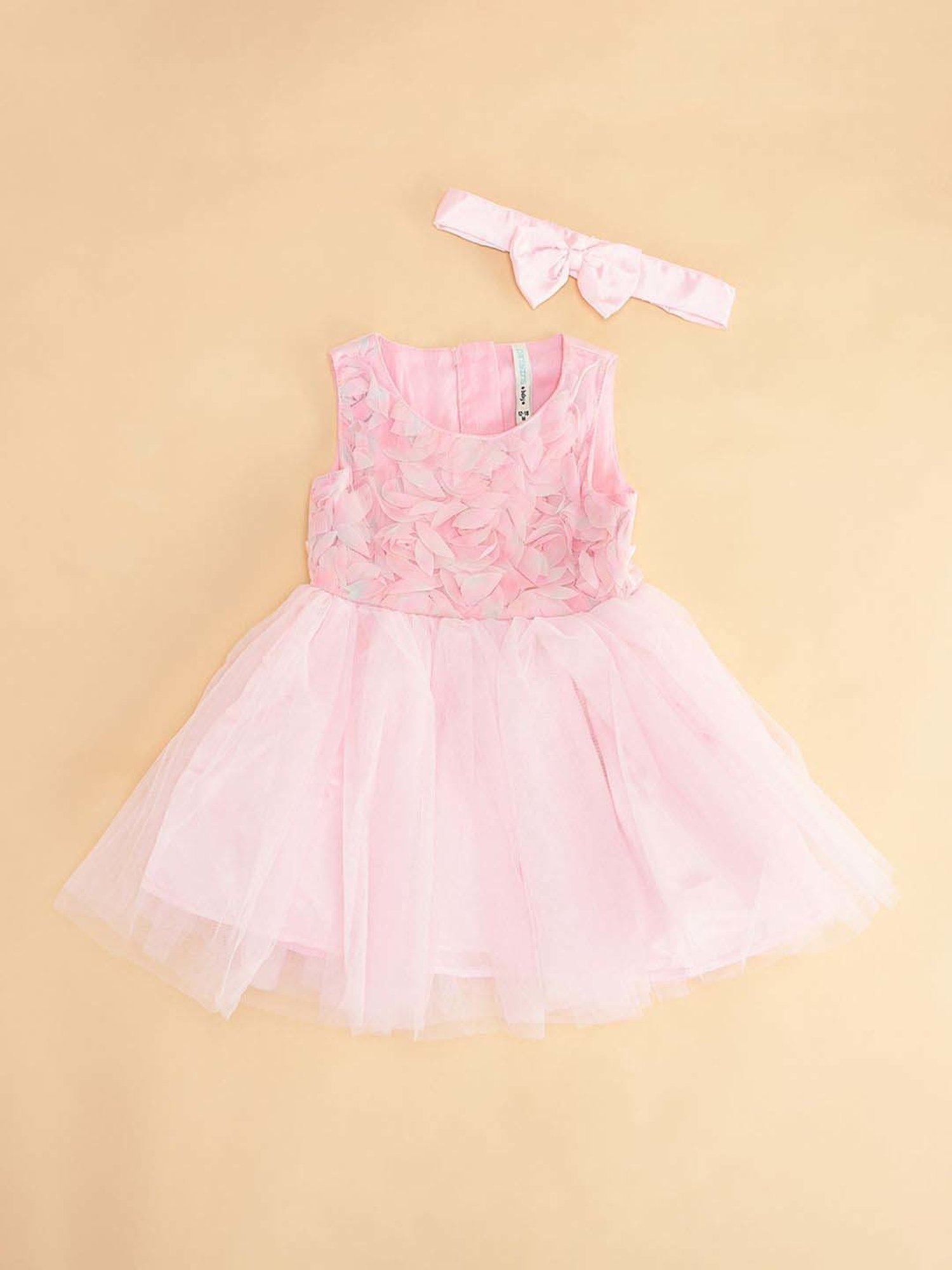 Pantaloons Baby Pink Cotton Applique Dress