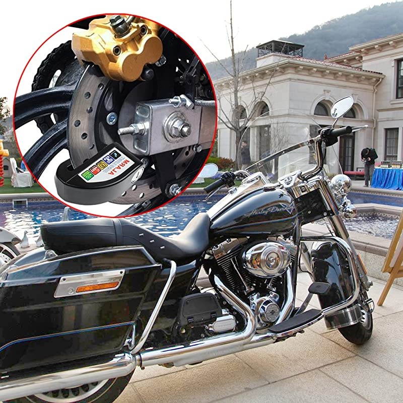 Disc Brake Lock, Anti-Theft Motorcycle Accessories Ultra 110db Alarm Disc Lock Motorcycle Lock 6mm Pin Keys Scooters Bikes Bicycle (Black)