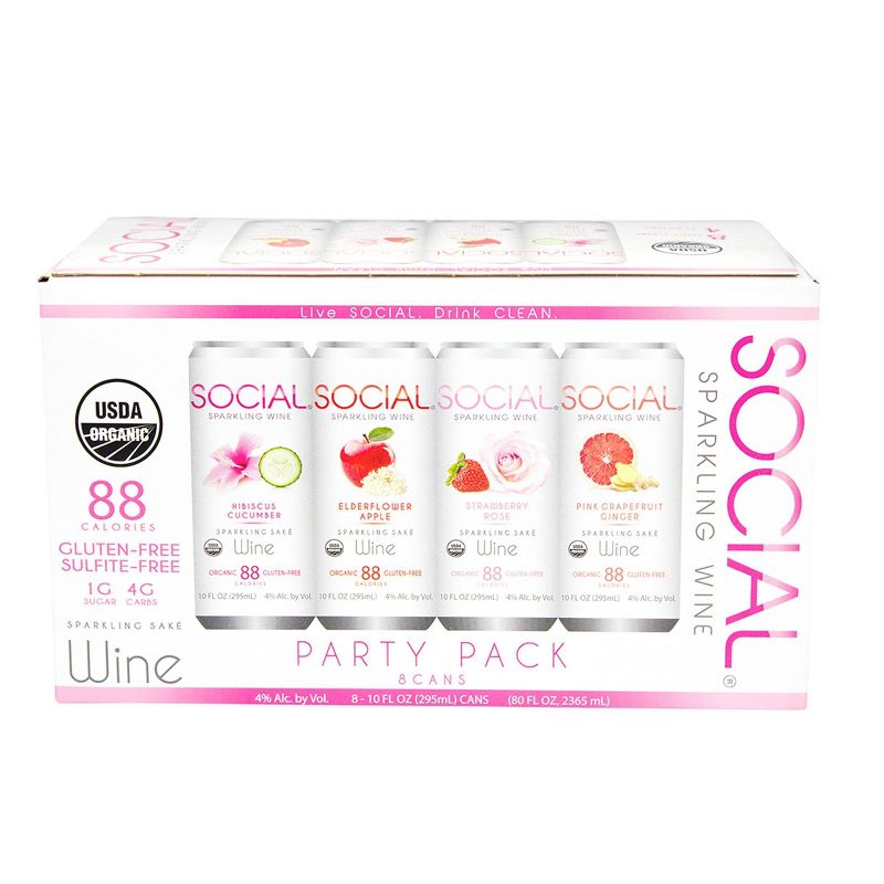 SOCIAL Sparkling Sake Wine Party Pack - 8pk/10 fl oz Cans