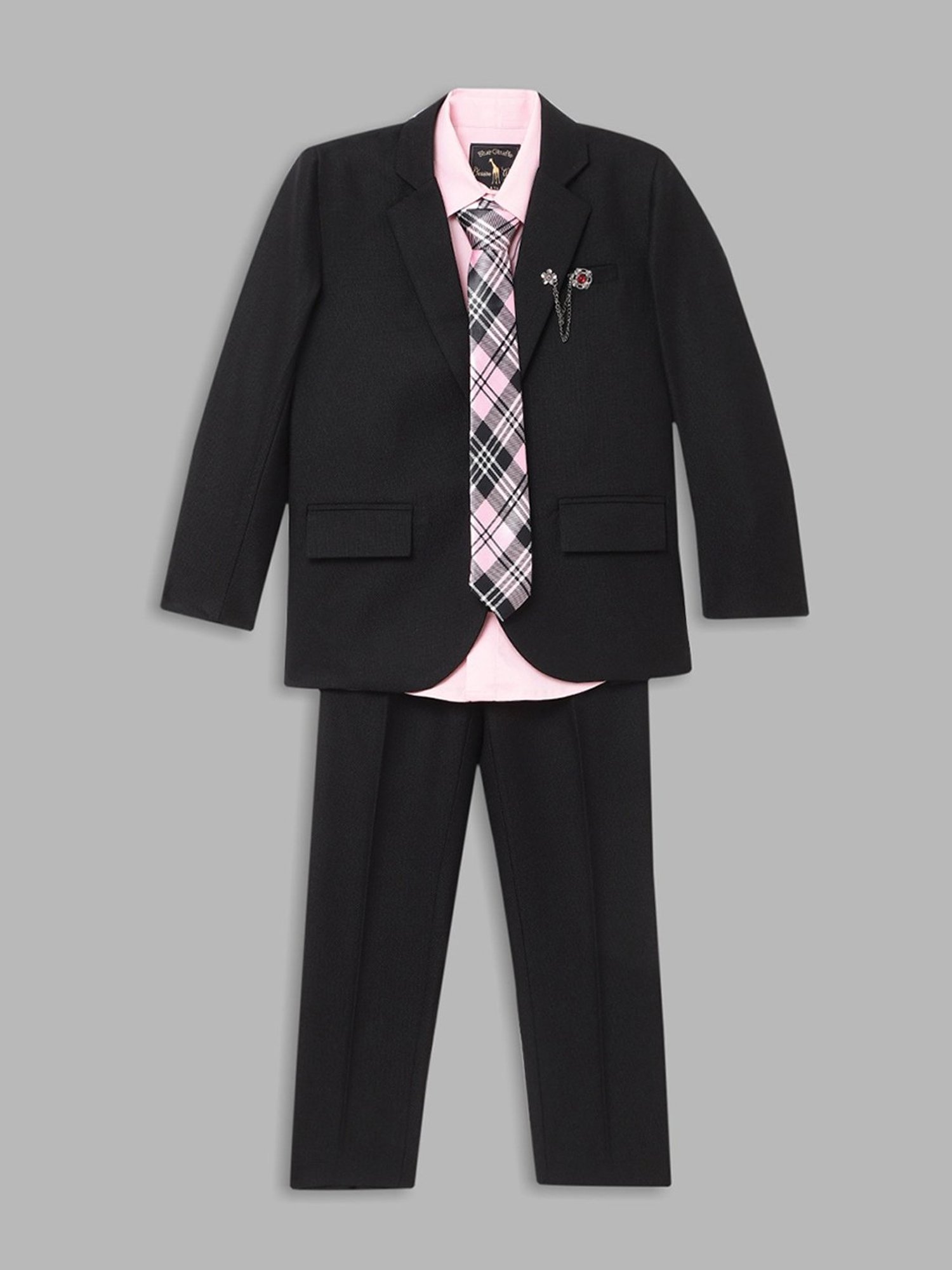 Blue Giraffe Kids Black & Pink Regular Fit Shirt Set