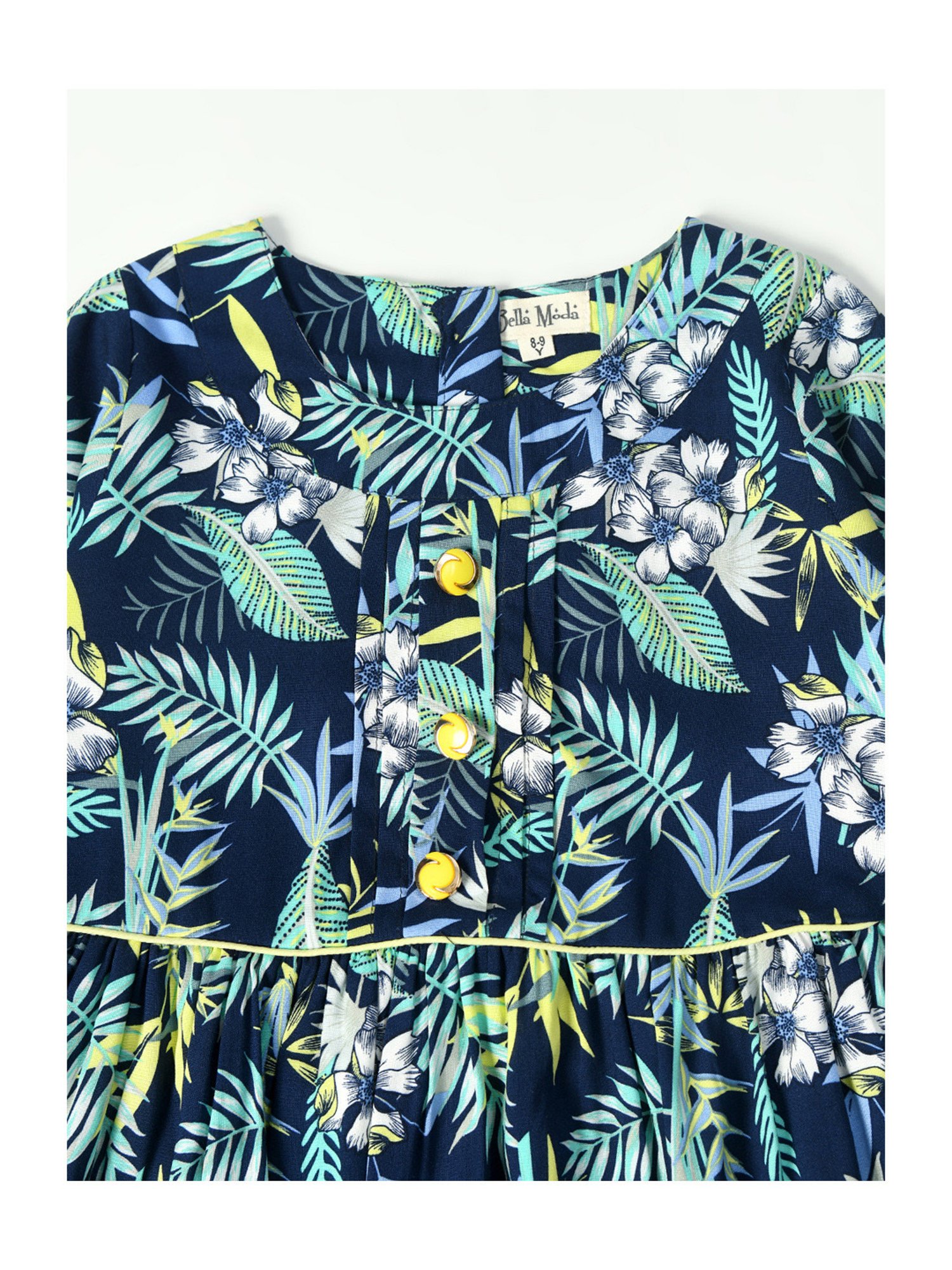 Bella Moda Kids Navy Printed Full Sleeves Fit & Flare Dress