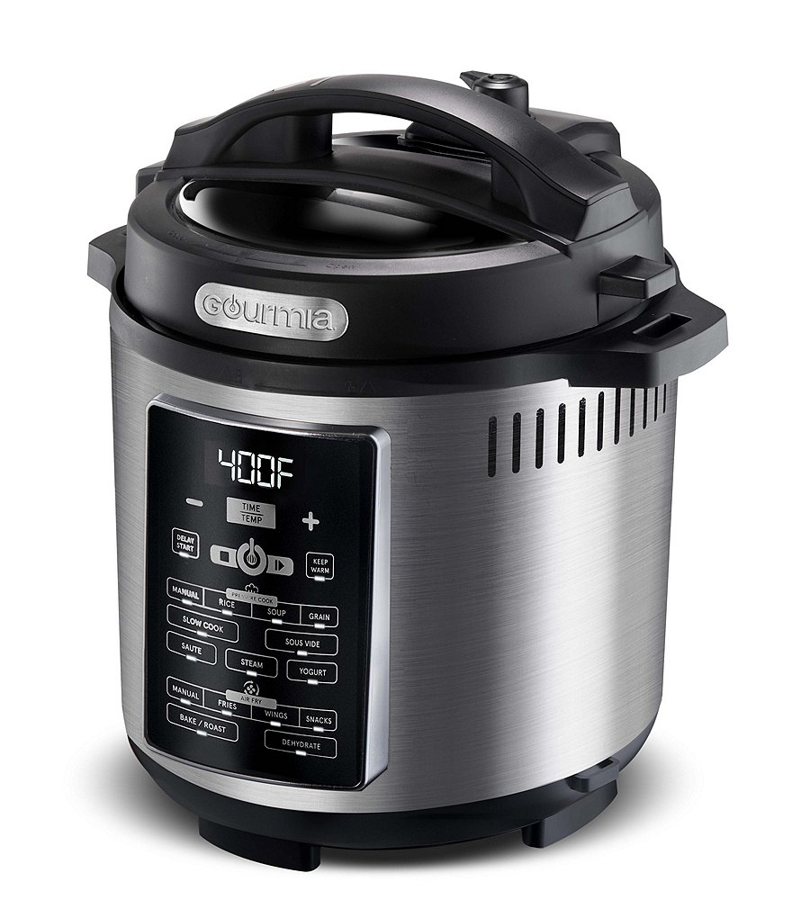 Gourmia Single Lid Stainless Steel 6-Quart Pressure Cooker Air Fryer Combo