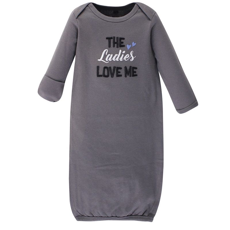 Hudson Baby Infant Boy Cotton Long-Sleeve Gowns 4pk, Handsome Fella, 0-6 Months