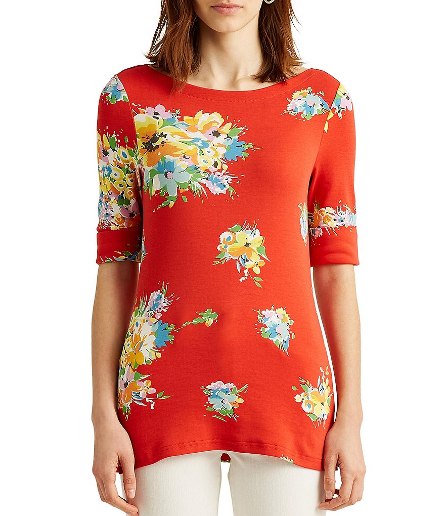 Ali Miles Petite Size Long Roll-Tab Sleeve Round V-Neck Pucker Knit Asymmetrical Tunic