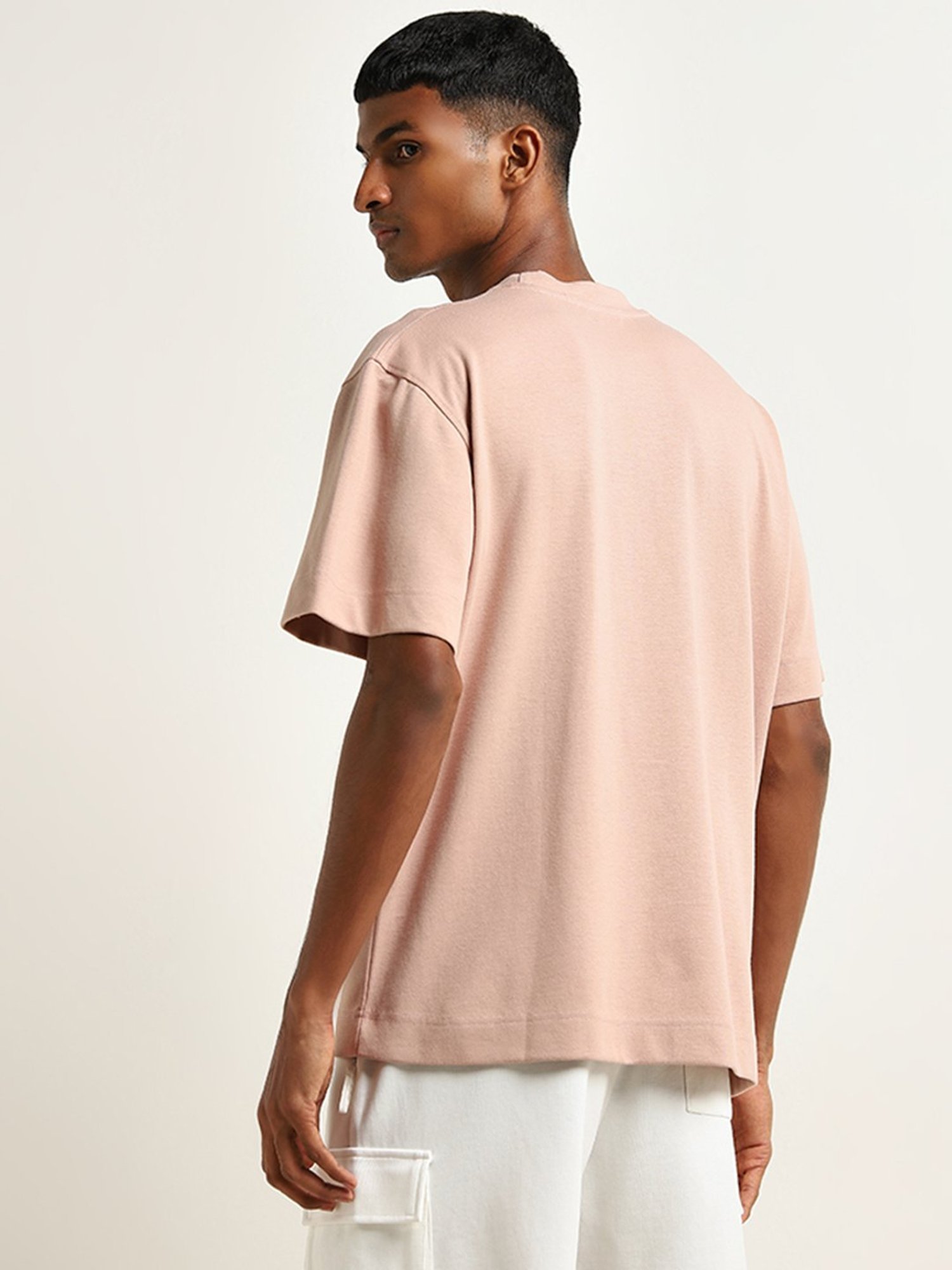 Studiofit by Westside Peach Solid Relaxed-Fit T-Shirt