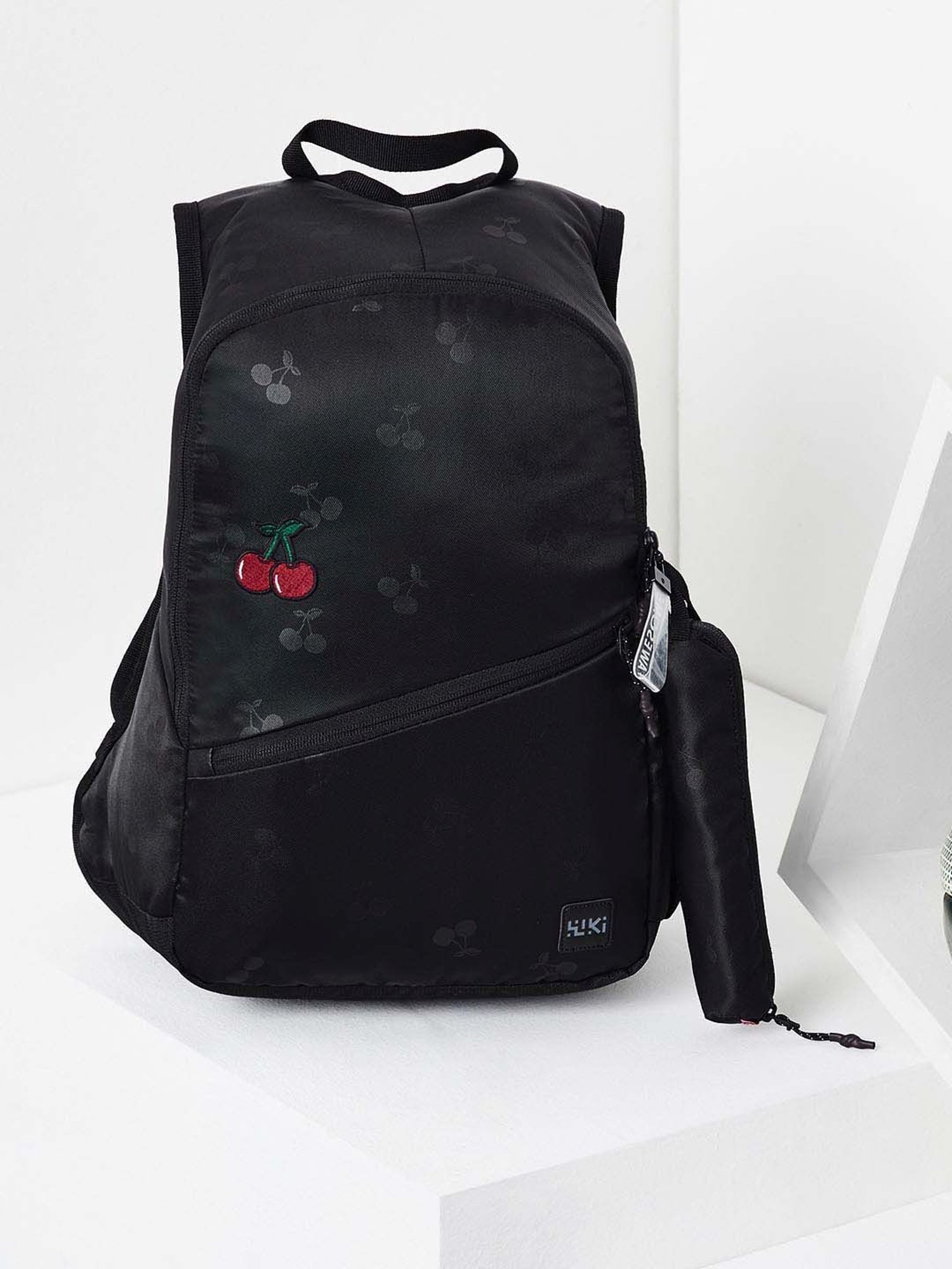 Wiki Back to School Black Polyester Printed Backpack - 22 Ltrs