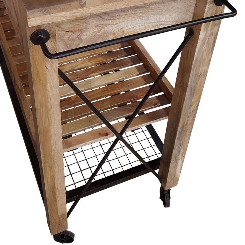 Flash Furniture Castleberry Rustic Wood Grain and Iron Kitchen Serving and Bar Cart