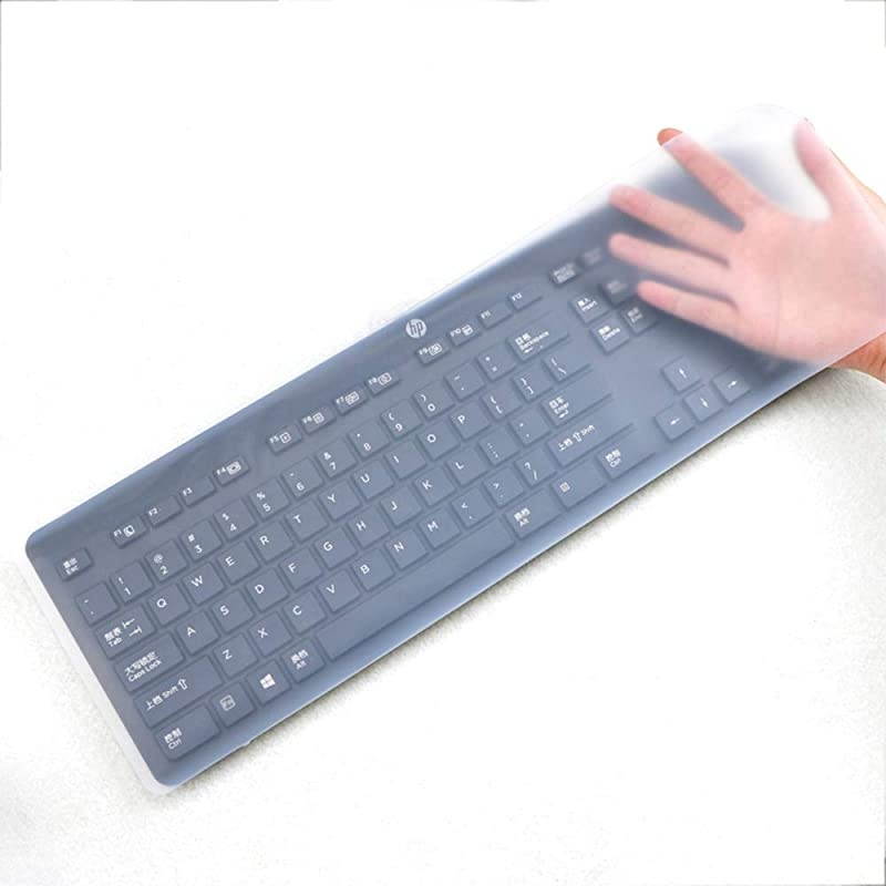 x 5.51" Universal Keyboard Cover Skin Design for Standard Size PC Computer Desktop Keyboards, Clear Waterproof Anti-Dust Silicone-Clear