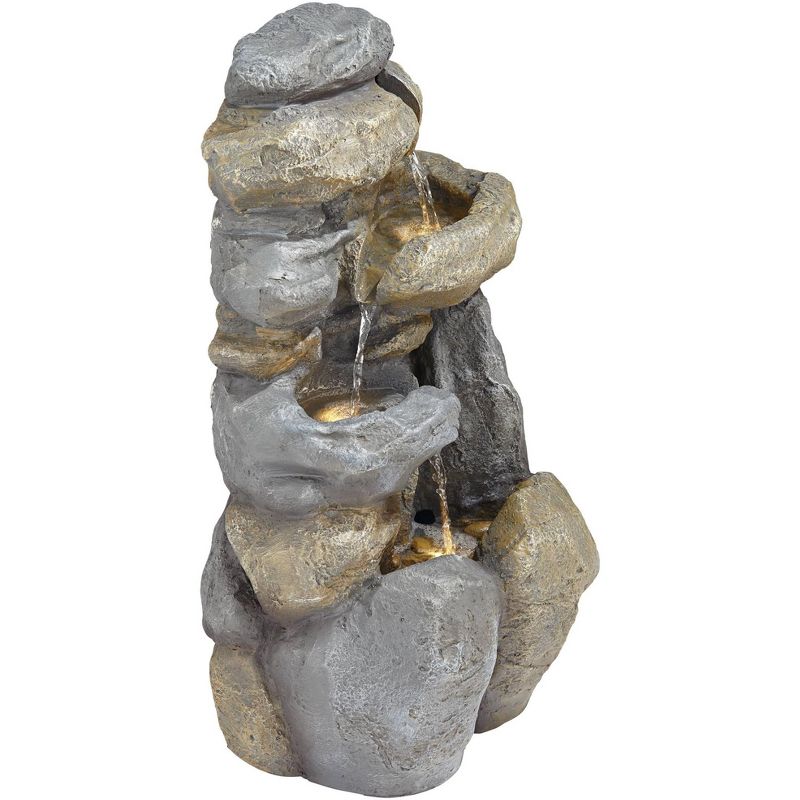 Chatsworth Two Tier Solar On Demand Fountain with Weathered Stone - Smart Solar