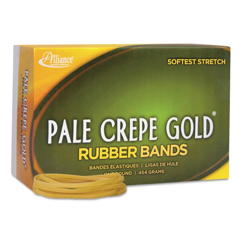 Alliance Pale Crepe Gold Rubber Bands, Size 33, 3-1/2 x 1/8, 1lb Box
