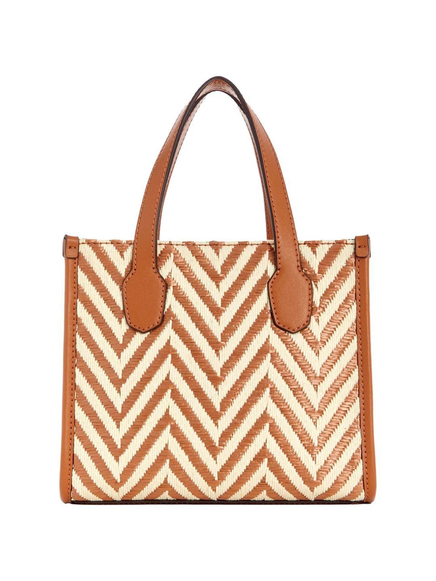 Guess Brown & White  Woven Tote Handbag