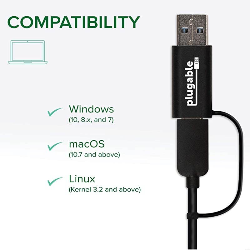 2.5G USB C and USB to Ethernet Adapter, 2-in-1 Adapter Compatible with USB C/Thunderbolt 3 or USB 3.0, USB-C to RJ45 2.5 Gigabit LAN Compatible with Mac and Windows