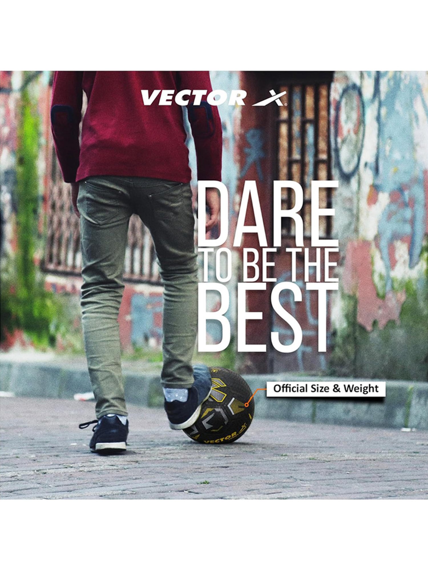 Vector X STREET-MANIA Football with Pump (Black & Yellow) Size - 5