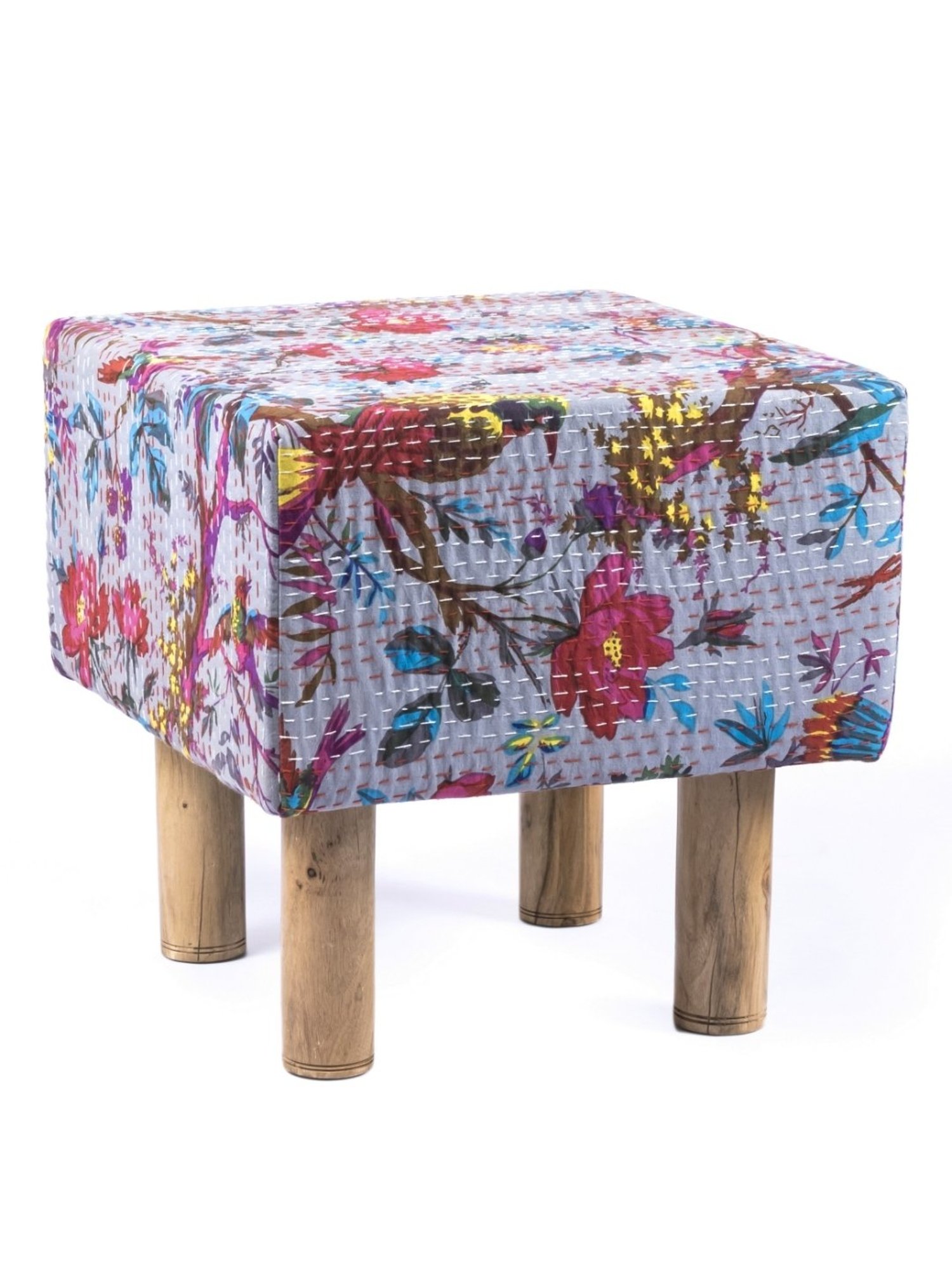 Ikiriya Verona Printed Brown & Blue Wood Stool