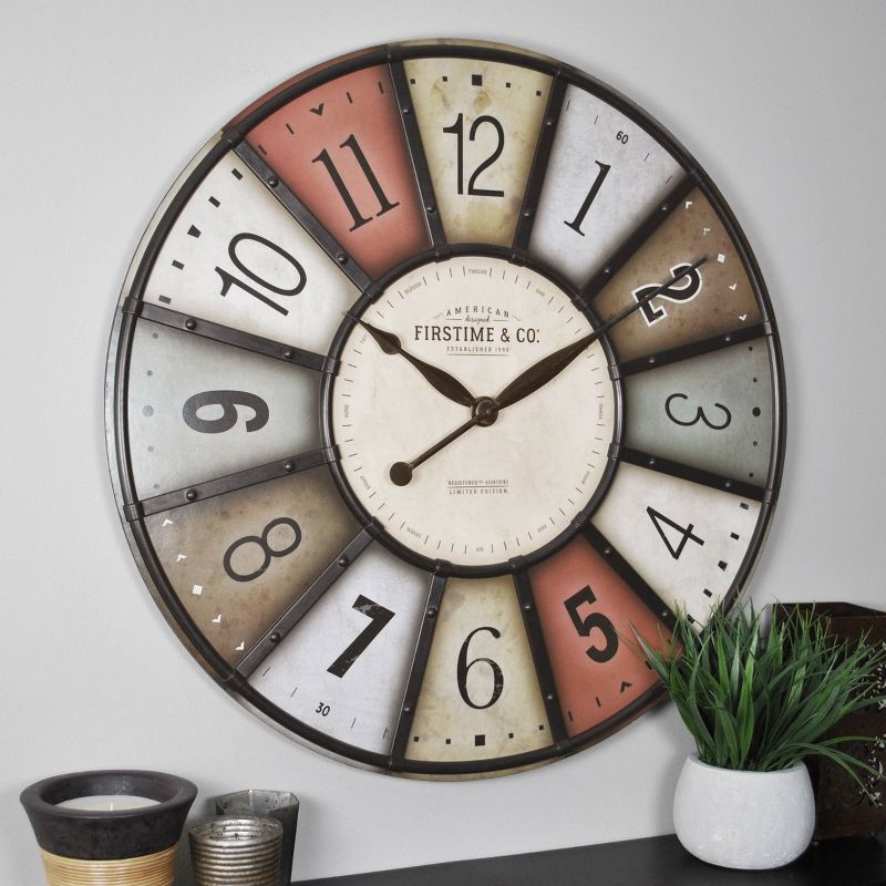 27" Color Motif Farmhouse Wall Clock Red/Yellow - FirsTime & Co.