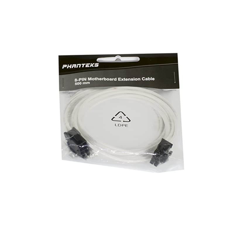 8 to 8 4+4 Pin MB Premium Sleeved Extension Cable 1968 Length WhitePHCB8PWT