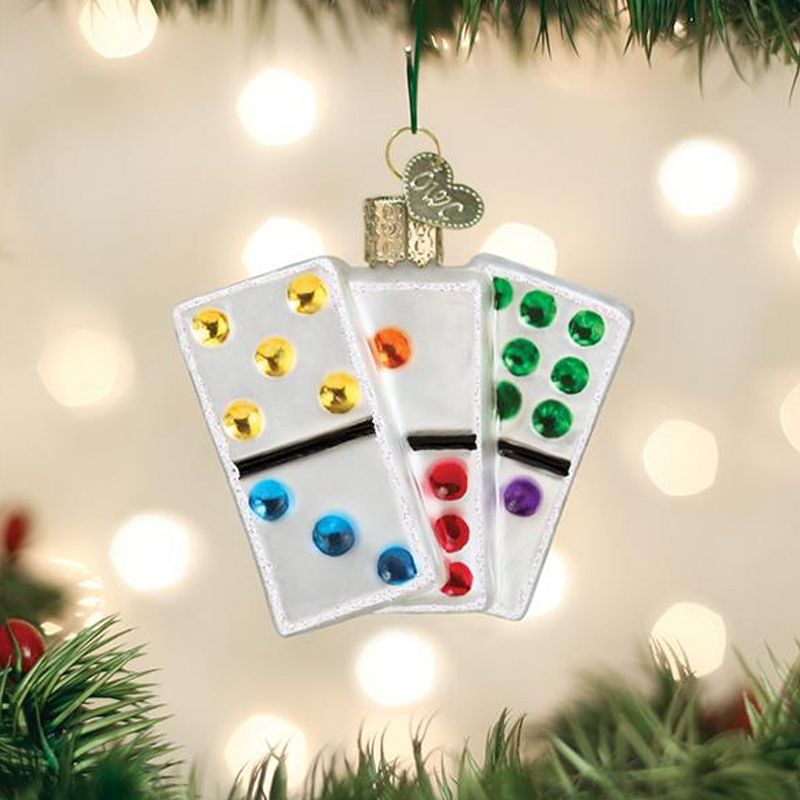 Old World Christmas 2.5" Dominos Toppling Chain Game  -  Tree Ornaments