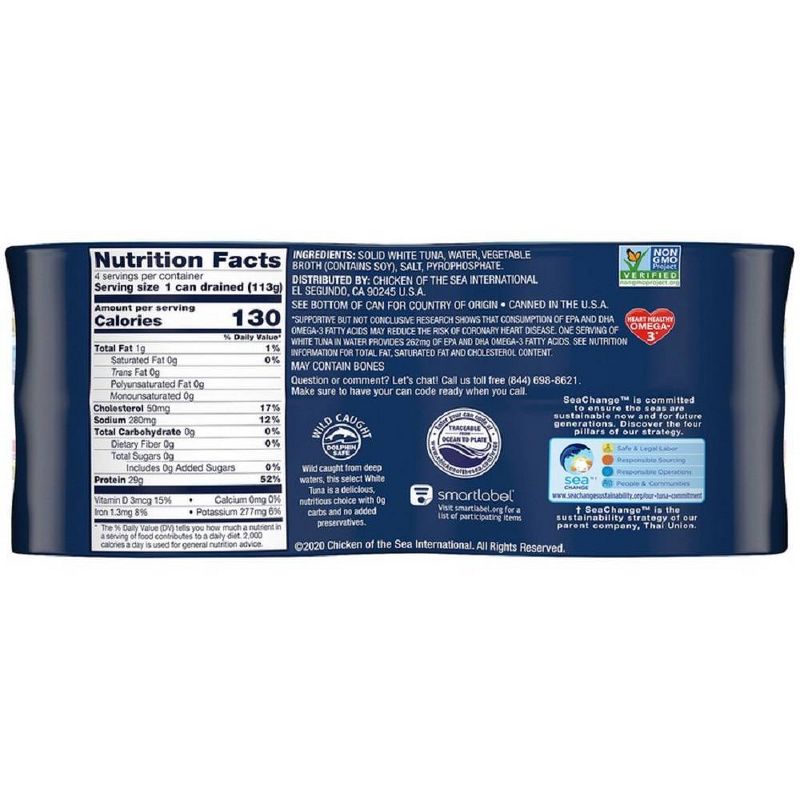 Chicken of the Sea Solid White Albacore Tuna in Water - 5oz/4ct