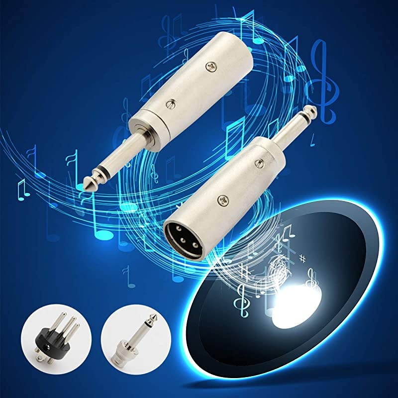 Male to 14 TS Adapter 635mm Mono Plug to Male Unbalanced Audio Adapter Gender Changer Connector Silver 2 Pack JOLGOO
