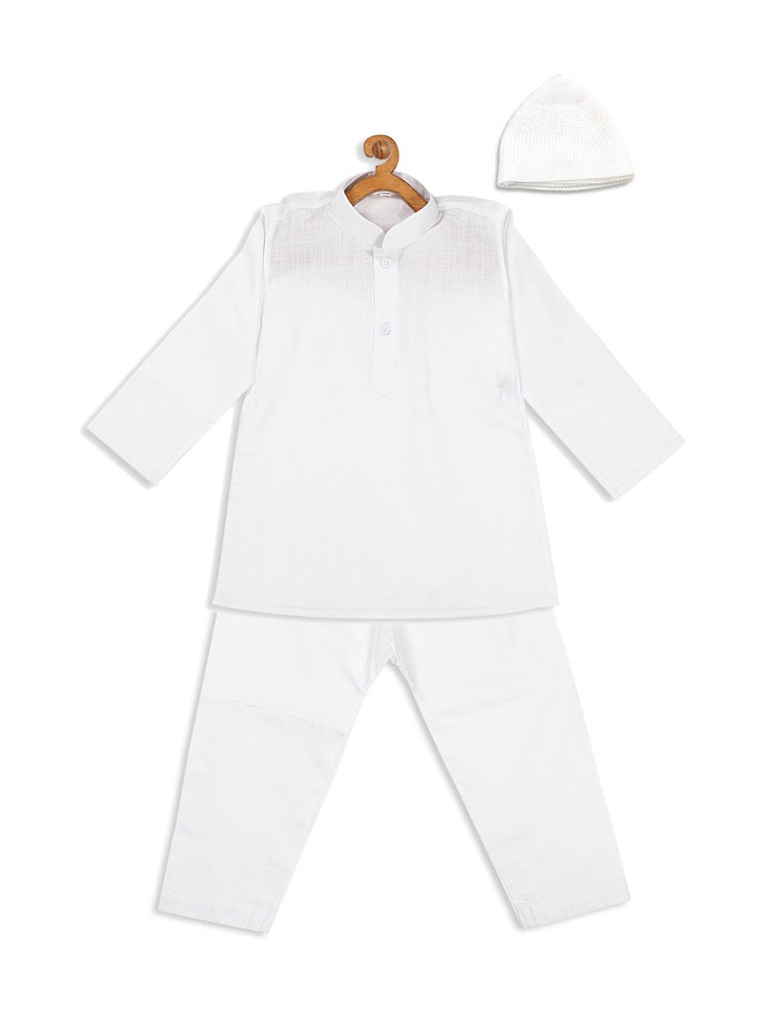 VASTRAMAY SISHU White Cotton Straight Fit Kurta Set