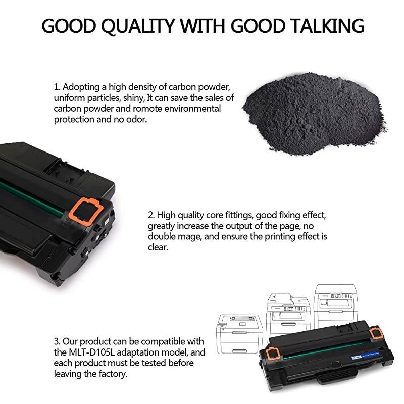 Compatible Toner Cartridges Replacement for Samsung 105L MLTD105L MLT105L Use with Samsung ML2525W ML2525 ML2545 ML1915 SCX4623F SCX4623FW SCX4623FN SF650 SF650P Printer 2 Black