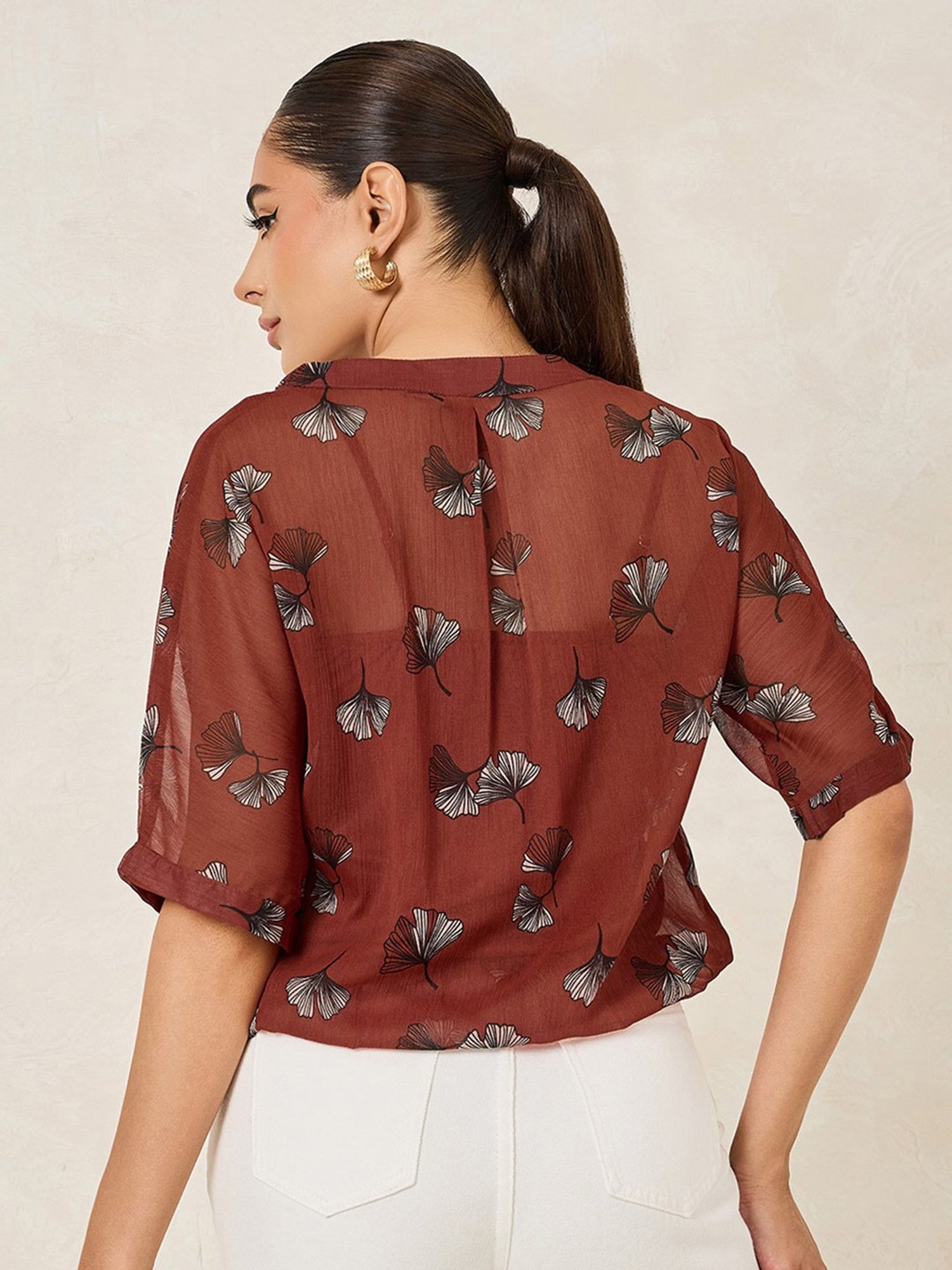 Styli Rust Printed Top