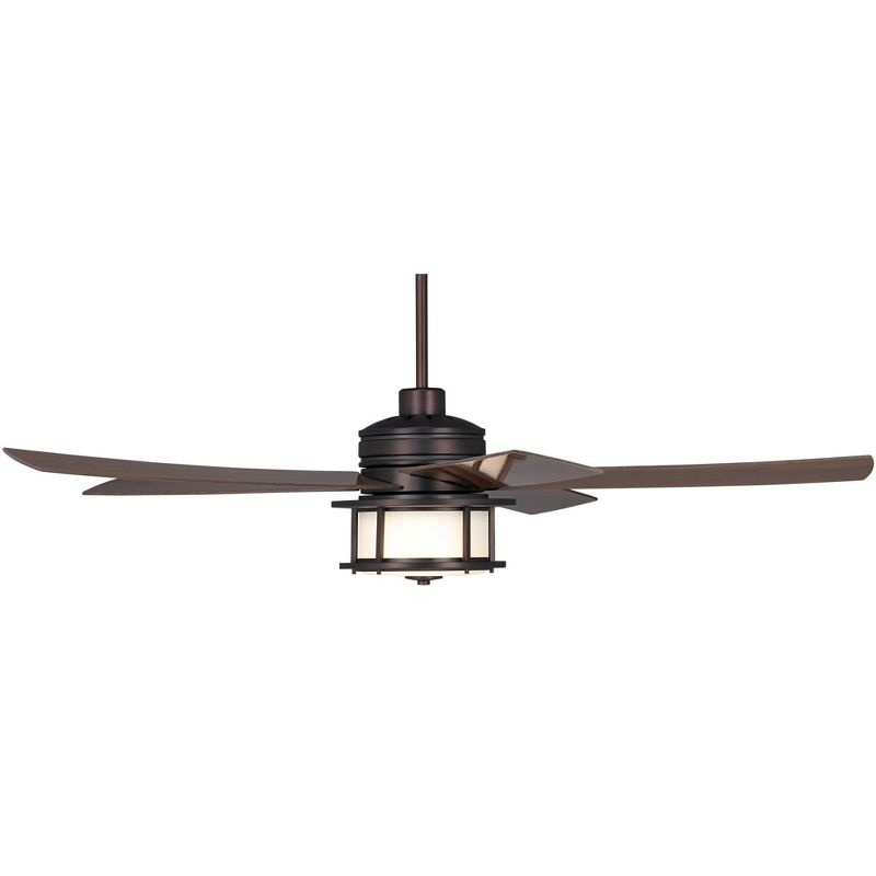 60" Casa Vieja Modern Outdoor Ceiling Fan with Light LED Oil Brushed Bronze Dark Walnut Blades Damp Rated for Patio Porch