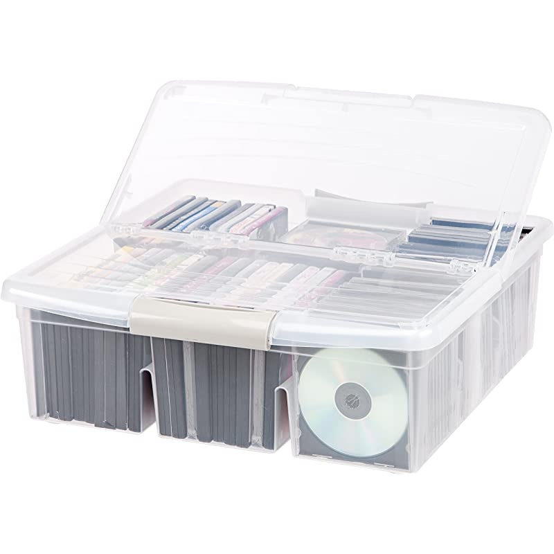 MCBLMB Large Divided Media Storage Box Clear