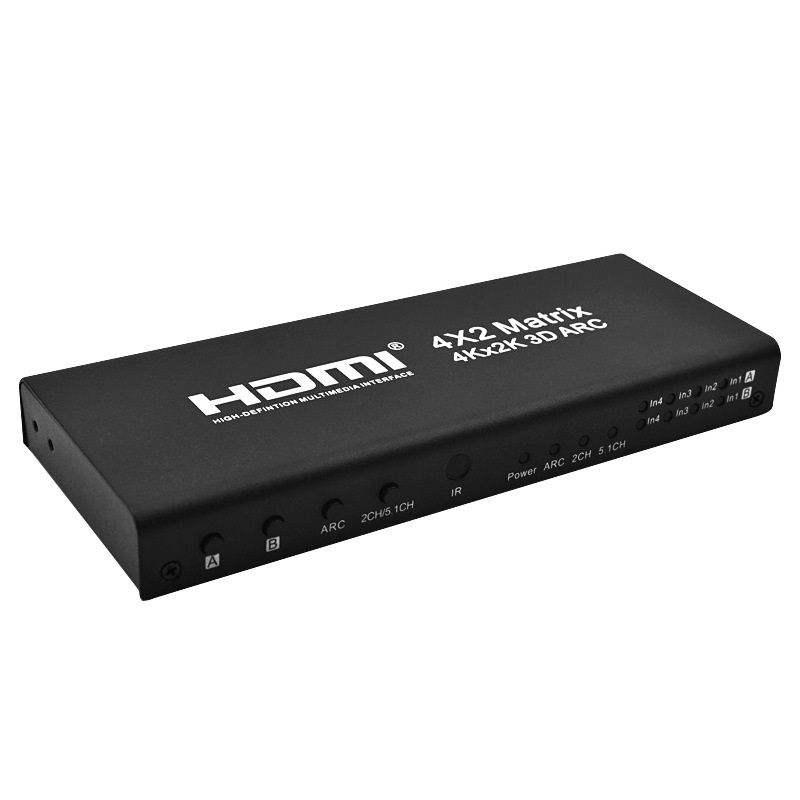 HDMI Matrix Switch 4x2 With IR Remote Control HDMI V1.4 Switcher Splitter Converter Adapter Support 4K*2K 3D 1080P AYM-42V14