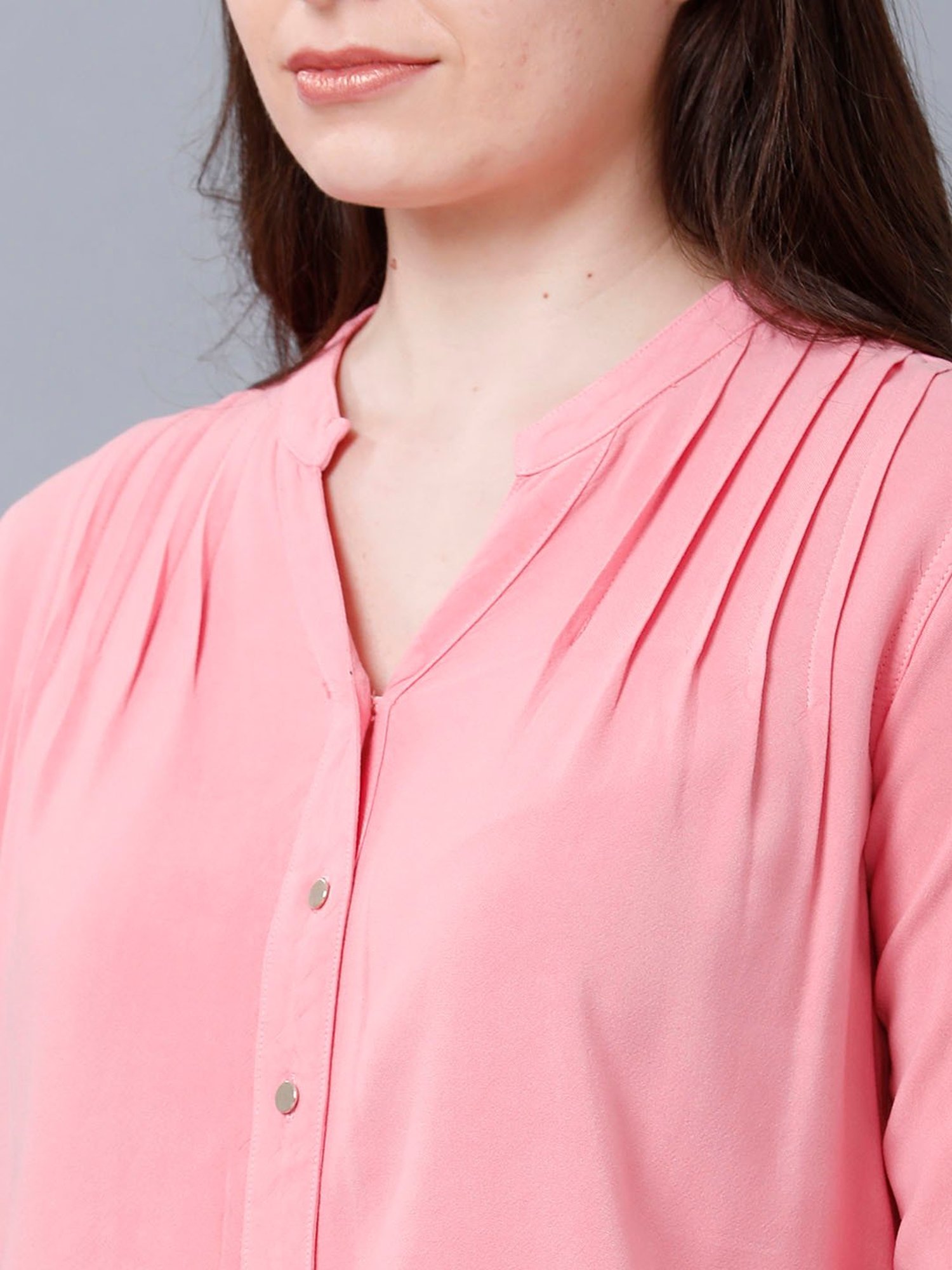 Identiti Pink Viscose Slim Fit Shirt