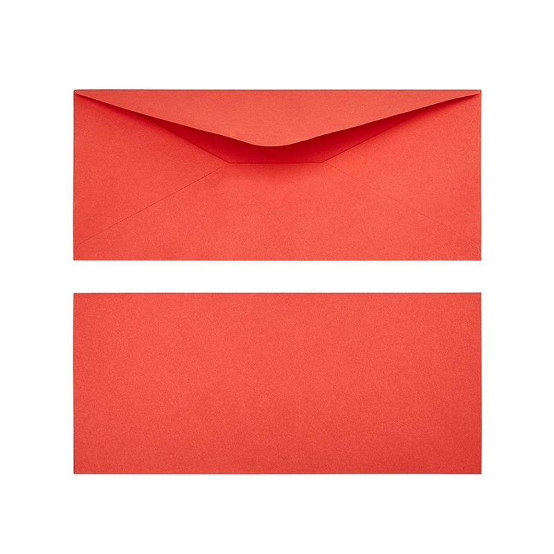 Sustainable Greetings 200-Pack #10 Red Business Letter Envelopes Gummed Seal V-Flap 120gsm, 9.5" x 4.12"