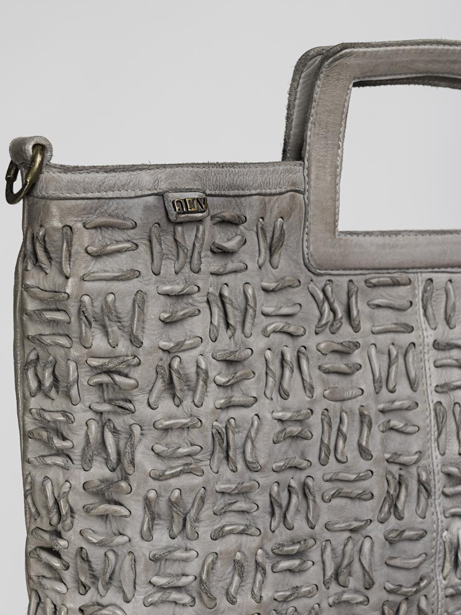 Art N Vintage Esther Grey Leather Textured Large Handbag