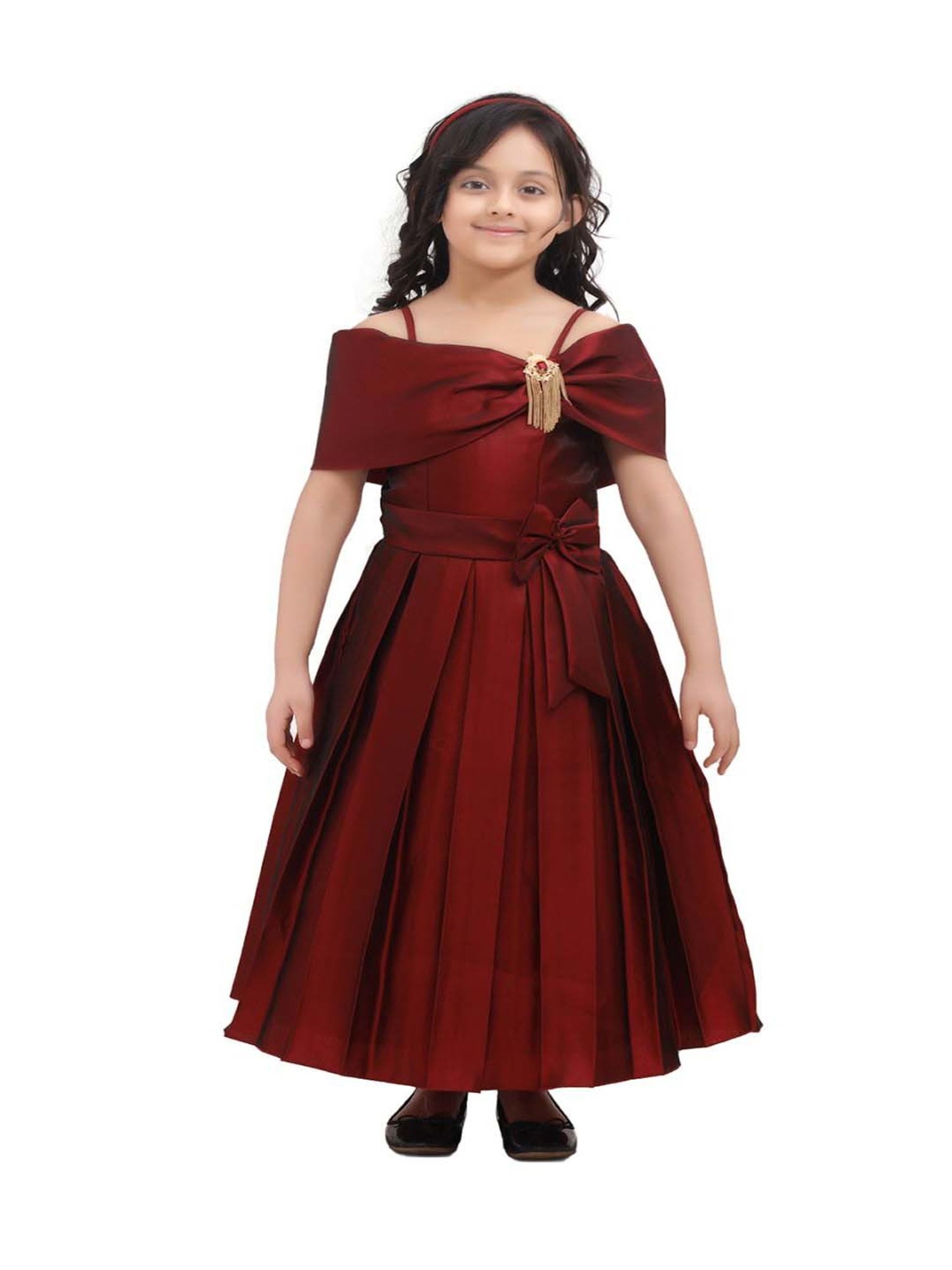 AJ Dezines Kids Maroon Regular Fit Gown