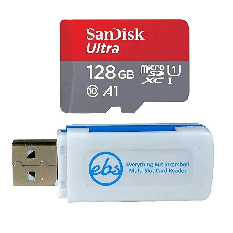 128GB SDXC Micro Ultra Memory Card Works with Samsung Galaxy A50 A40 A30 Cell Phone Class 10 SDSQUAR128GGN6MN Bundle with 1 Everything But Stromboli MicroSD and SD Card Reader